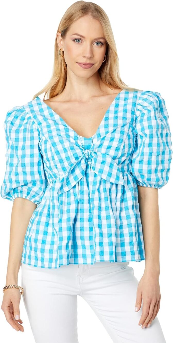 Lilly Pulitzer Sarafina Gingham Babydoll Boho Preppy Casual Office Coquette 0